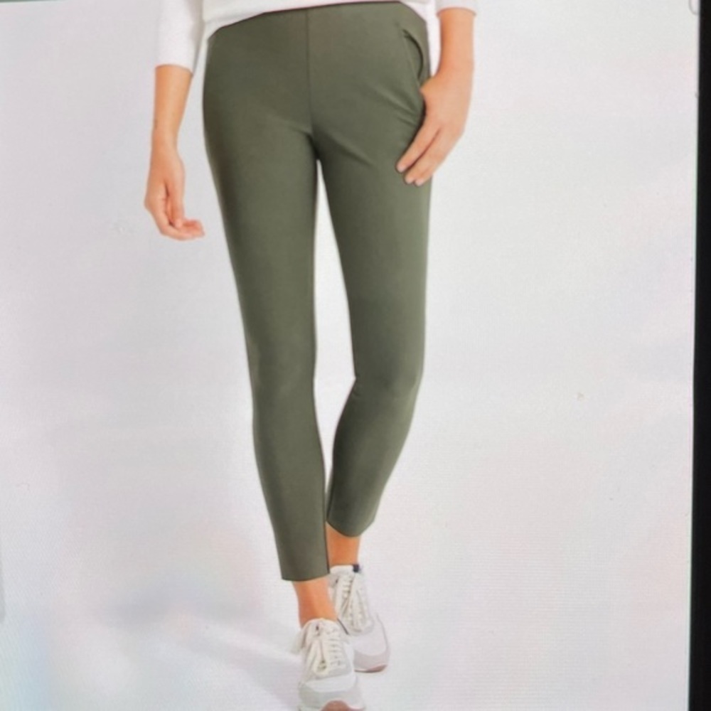 Banana republic women’s stretch Luxe Sculpt Pants Olive 2 petite zipper pocket